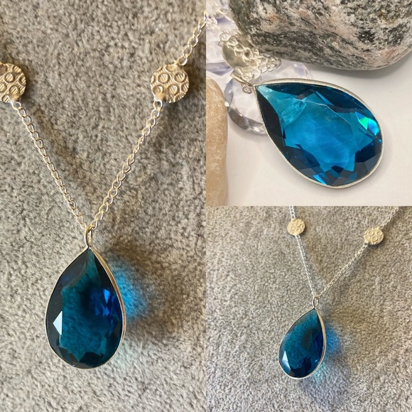 Regal London Blue Topaz Handmade Pendant Necklace - Picture 3 of 5